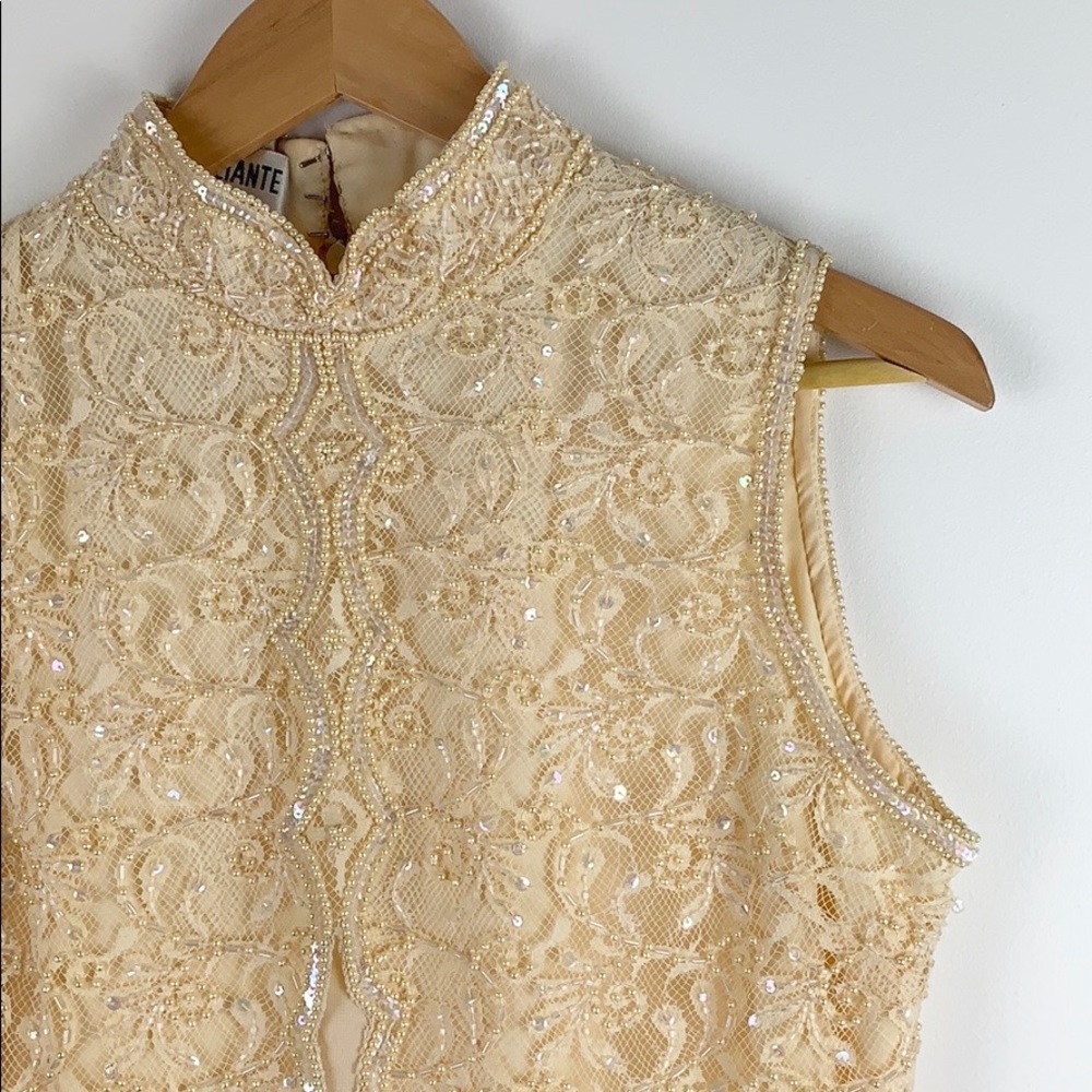 Brilliante Vanilla Evening Gown With Ornate Beads